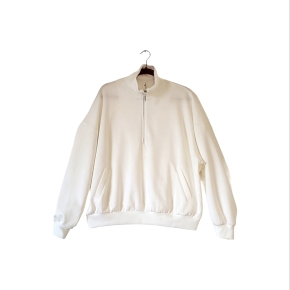 Commense Tops - New Commense Break Free Scuba Sweatshirt Ivory Half Zipup Size XL‎ Women NWT